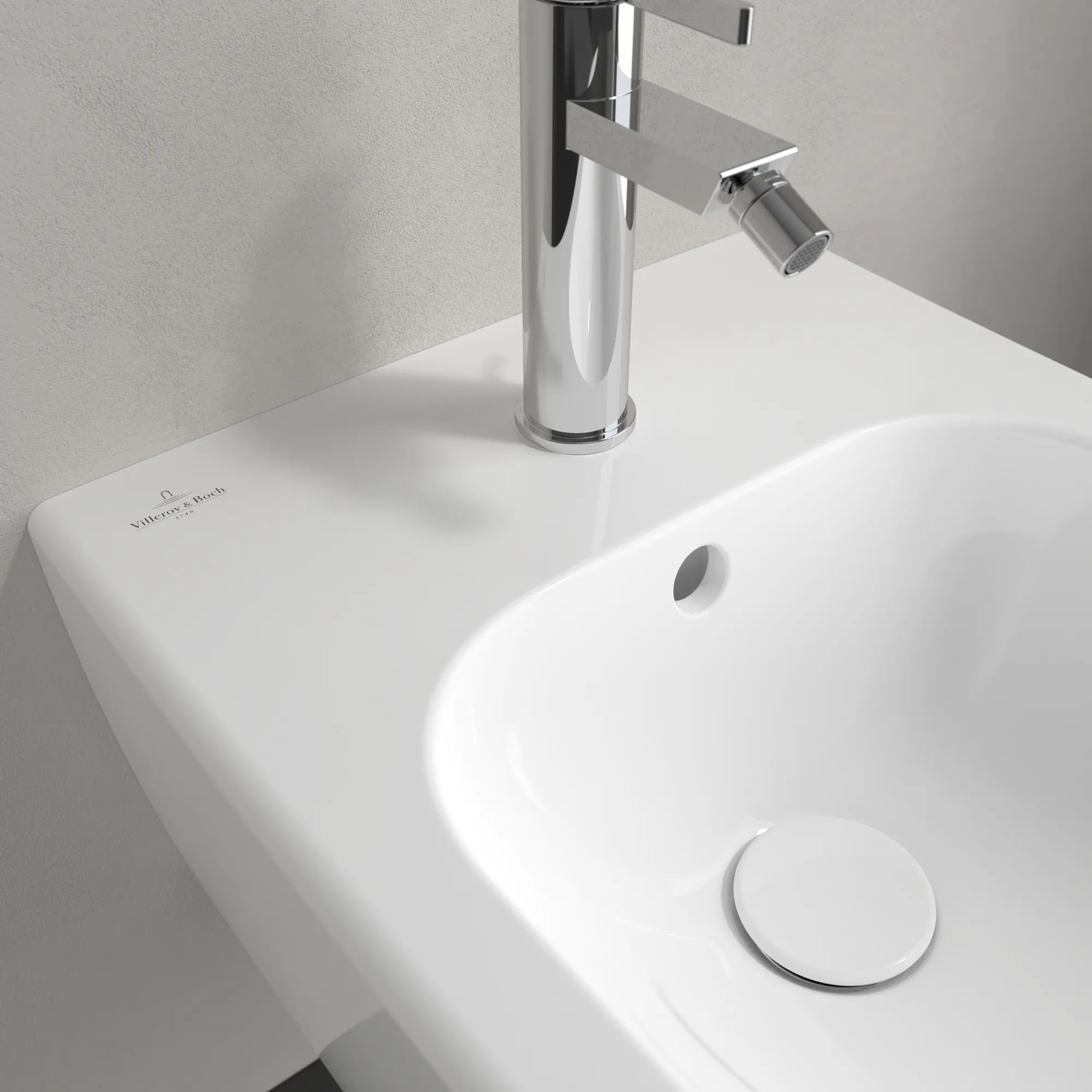 Bidet „Avento“, mit Überlauf, Befestigung verdeckt 37 × 21,5 × 53 cm in Weiß Alpin