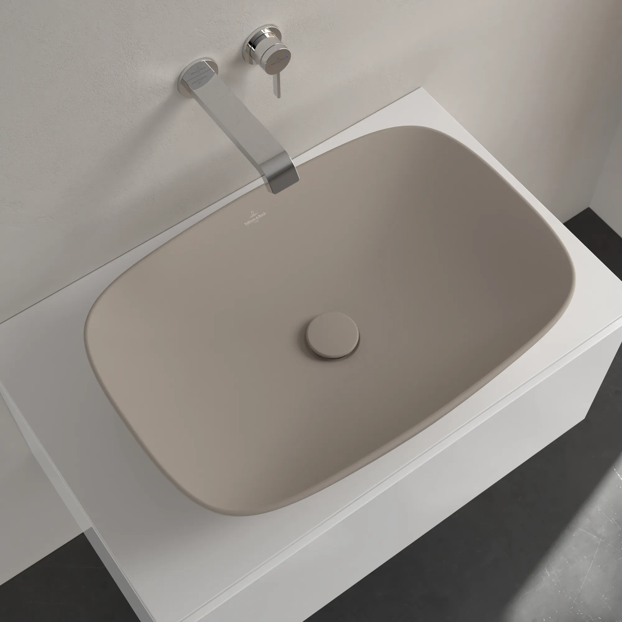 Villeroy & Boch Aufsatzwaschtisch aus TitanCeram „Loop & Friends“ 620 × 420 × 150 mm, ohne Hahnlochbohrung in Almond Villeroy & Boch Aufsatzwaschtisch aus TitanCeram „Loop & Friends“ 620 × 420 × 150 mm, ohne Hahnlochbohrung in Almond