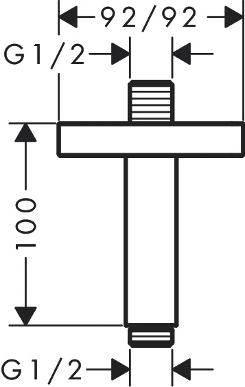 Decken-Anschlussstück Axor DN15 100mm eckig chrom