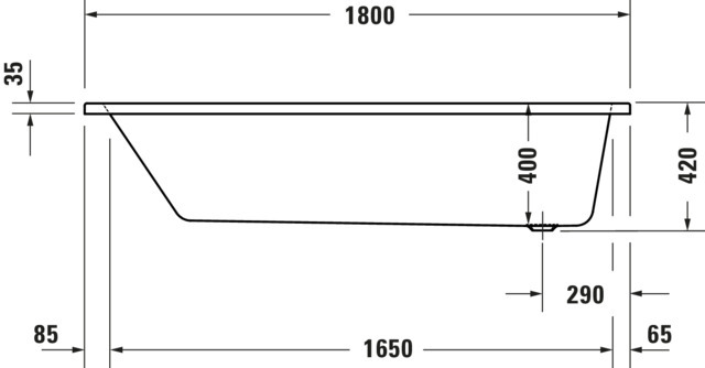 Duravit Whirlwanne „No.1“ rechteck 180 × 80 cm, Fußablauf 
