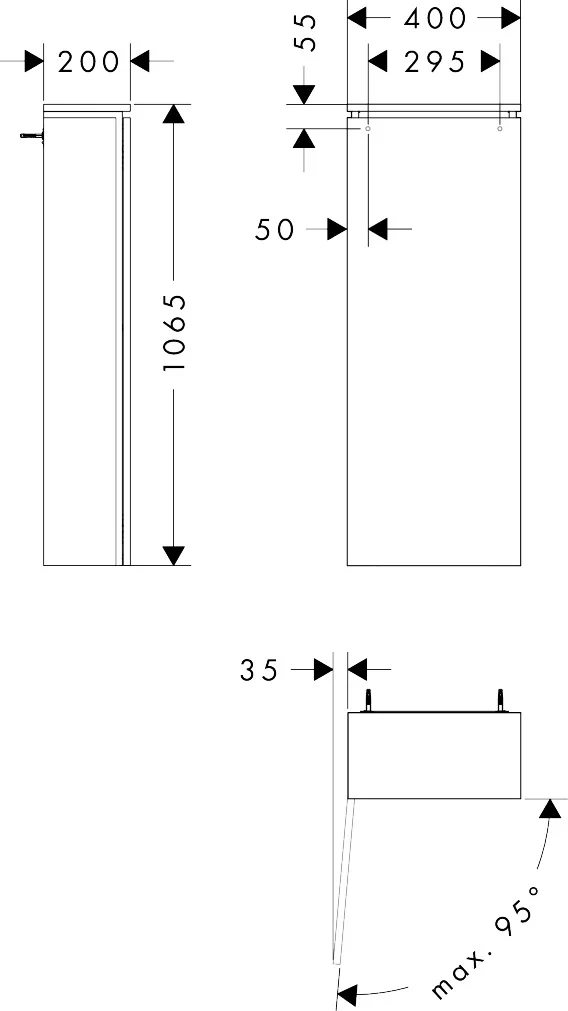 Hansgrohe Xilesa E Halbhochschrank, 400x200 mm, Türanschlag links, Eiche Kaschmir