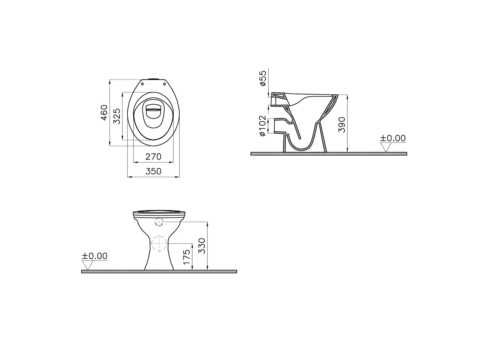 VitrA Norm Tiefspül-Stand-WC Spin Flush spülrandlos 35 x 46 cm Abgang waagerecht Weiß Hochglanz VitrA Norm Tiefspül-Stand-WC Spin Flush spülrandlos 35 x 46 cm Abgang waagerecht Weiß Hochglanz
