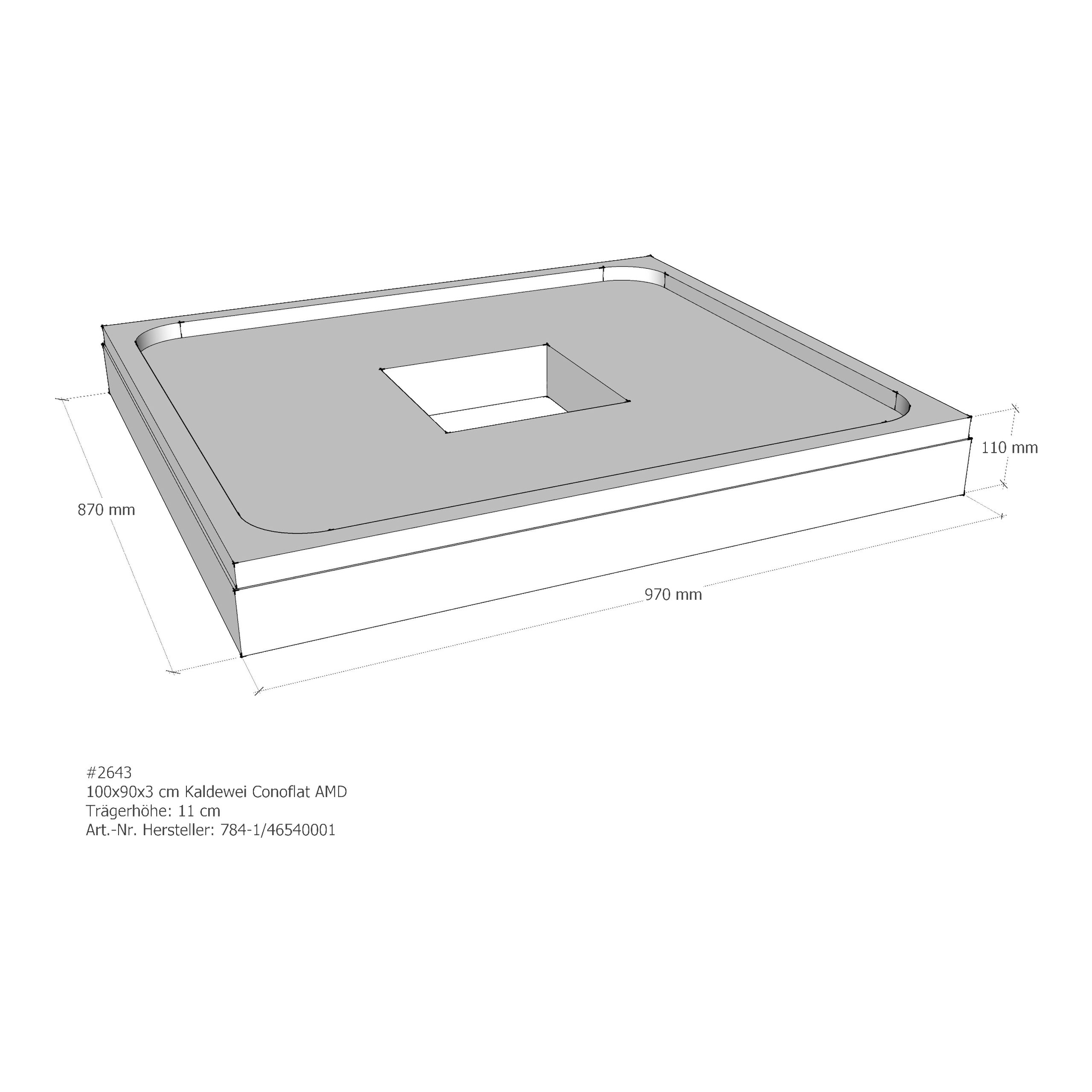 Duschwannenträger für Kaldewei Conoflat 100 × 90 × 2,3 cm Breite: 90 cm / Länge: 100 cm Duschwannenträger für Kaldewei Conoflat 100 × 90 × 2,3 cm Breite: 90 cm / Länge: 100 cm