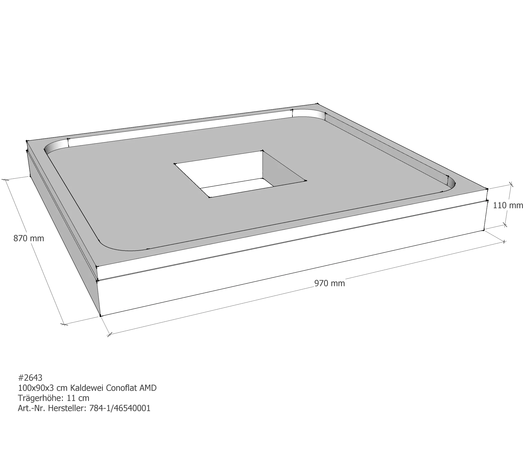 Duschwannenträger für Kaldewei Conoflat 100 × 90 × 2,3 cm Breite: 90 cm / Länge: 100 cm Duschwannenträger für Kaldewei Conoflat 100 × 90 × 2,3 cm Breite: 90 cm / Länge: 100 cm