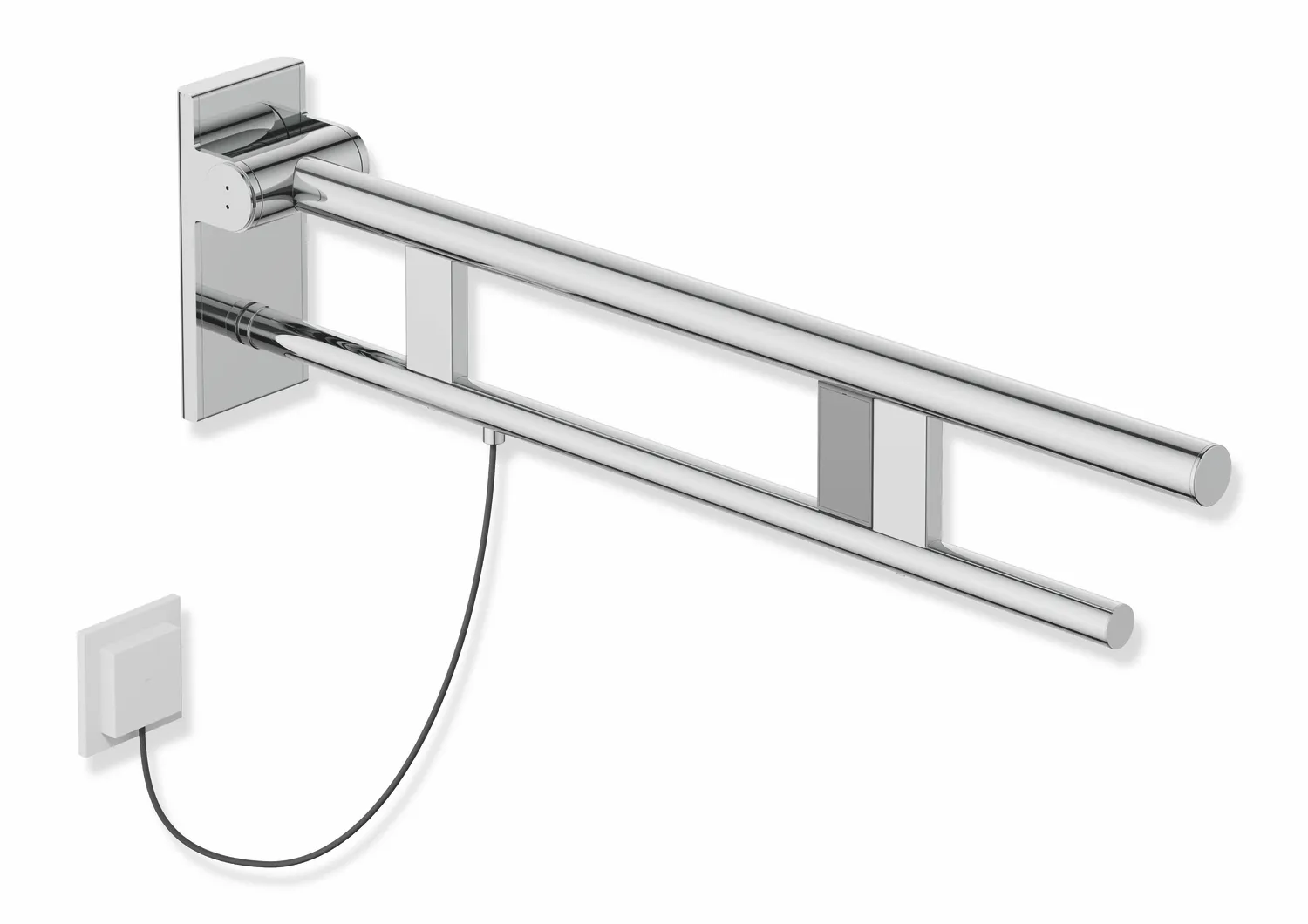 HEWI Stützklappgriff Duo Design A, Edelstahl verchromt, 750 mm Ausladung