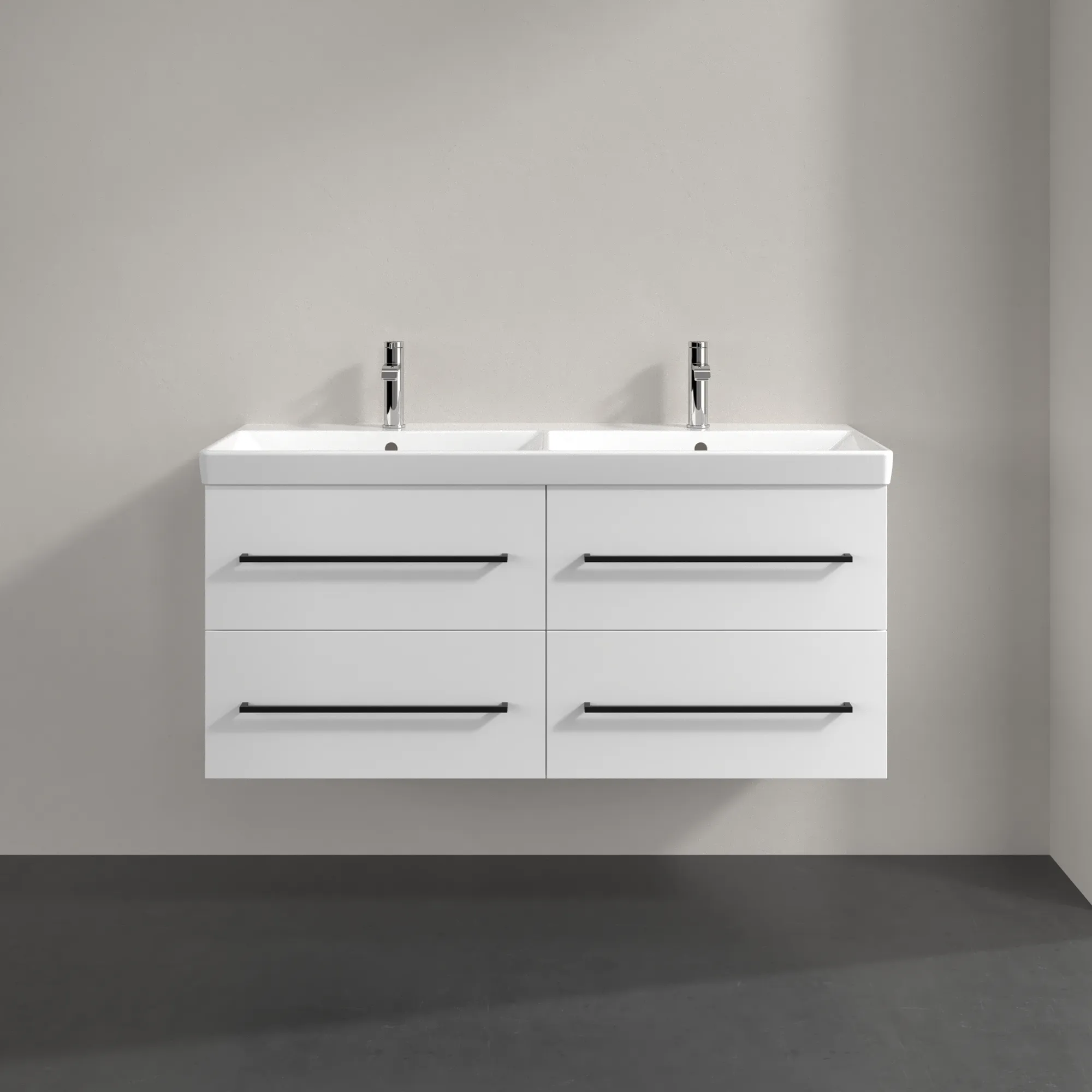Villeroy & Boch Waschbeckenunterschrank Avento, Eckig, Brilliant White, 1180 x 514 x 452 mm, 4 Auszüge mit SoftClosing, mittige Wanneneinbauposition