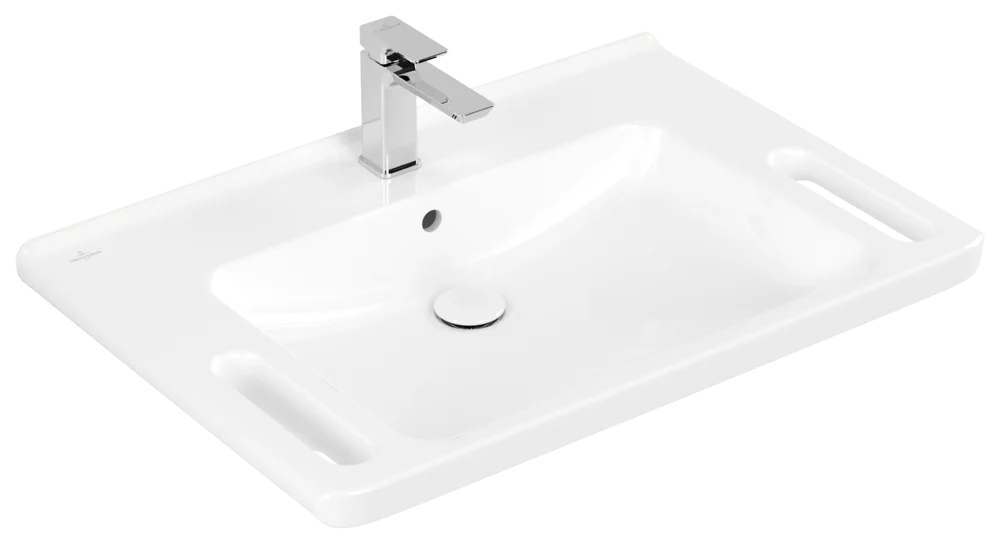 Villeroy & Boch ViCare Wandwaschbecken 800x550x180 mm, weiß Alpin CeramicPlus, barrierefrei, mit Überlauf