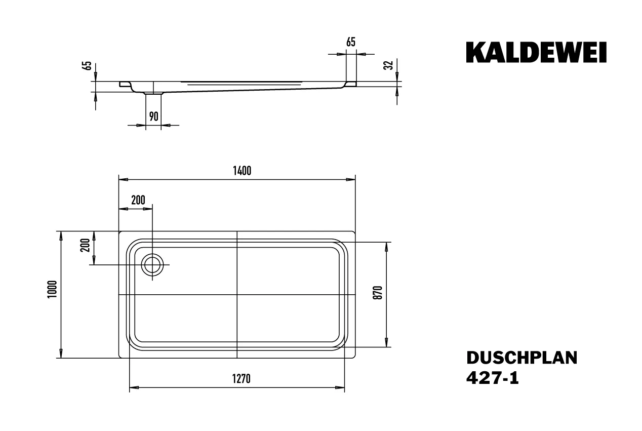 Kaldewei rechteck Duschwanne „Duschplan“ 100 × 140 cm in schwarz mit Antislip Kaldewei rechteck Duschwanne „Duschplan“ 100 × 140 cm in schwarz mit Antislip