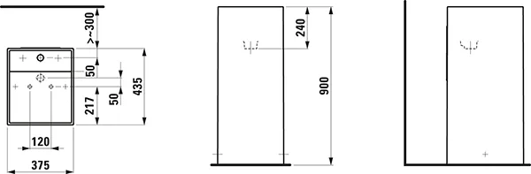 Waschtisch freistehend Kartell • 435x375x900 1 Hahnloch ohne Überlauf weiß