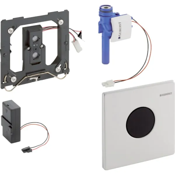 Geberit Urinalsteuerung mit elektronischer Spülauslösung, Batteriebetrieb, Abdeckplatte Mambo: gebürstet Geberit Urinalsteuerung mit elektronischer Spülauslösung, Batteriebetrieb, Abdeckplatte Mambo: gebürstet