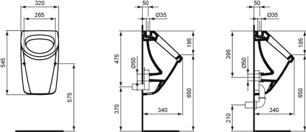 Ideal Standard Eurovit Urinal, Zulauf von oben, weiß