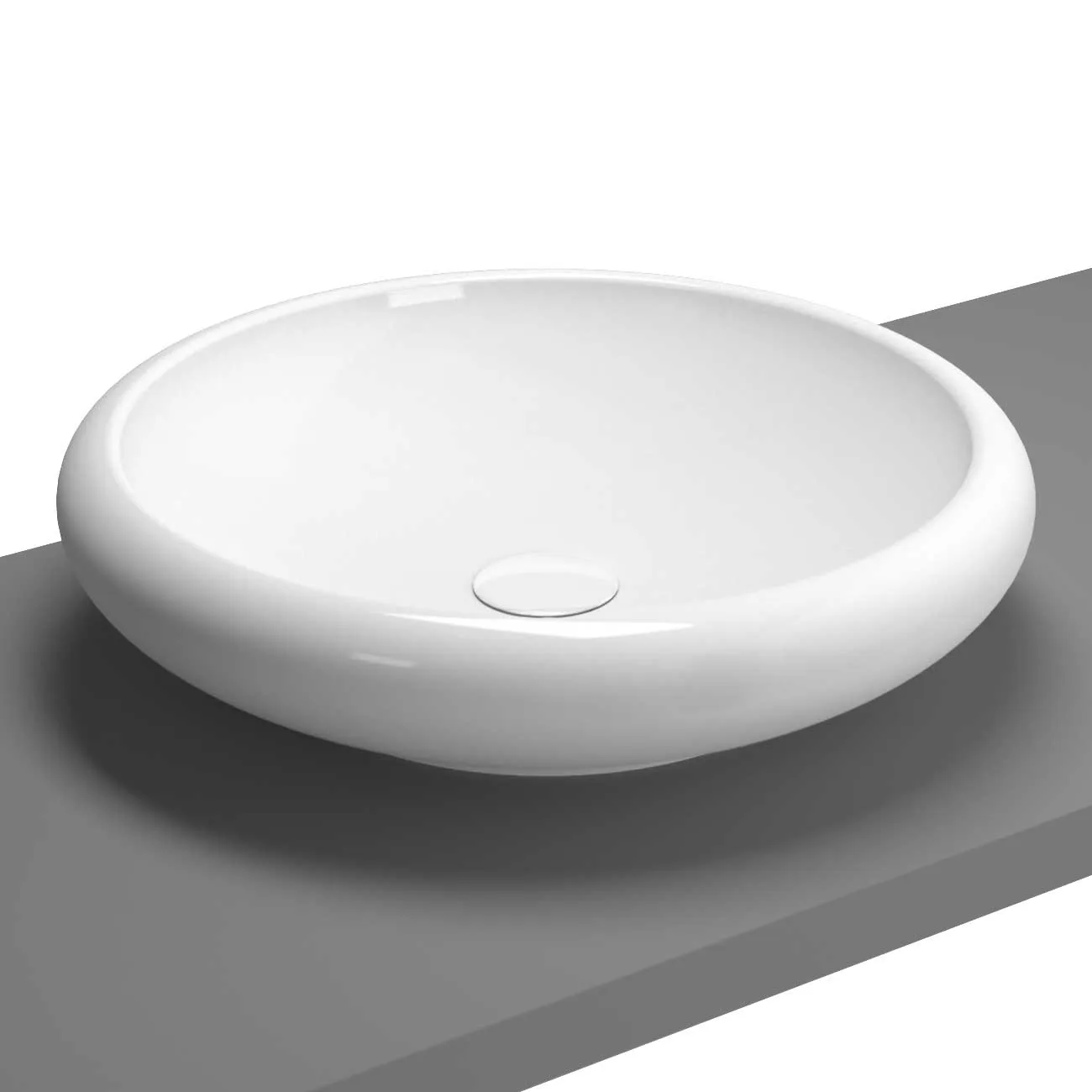 VitrA Istanbul Aufsatzschale rund d: 50 cm ohne Hahnloch ohne Überlaufloch Weiß VitrA Clean