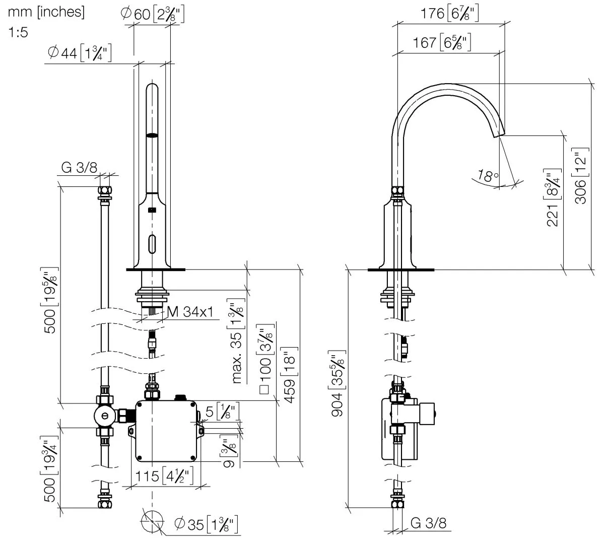 Waschtischarmatur mit elektronischer Öffnungs- und Schließfunktion ohne Ablaufgarnitur VAIA Chrom 44521809 Waschtischarmatur mit elektronischer Öffnungs- und Schließfunktion ohne Ablaufgarnitur VAIA Chrom 44521809