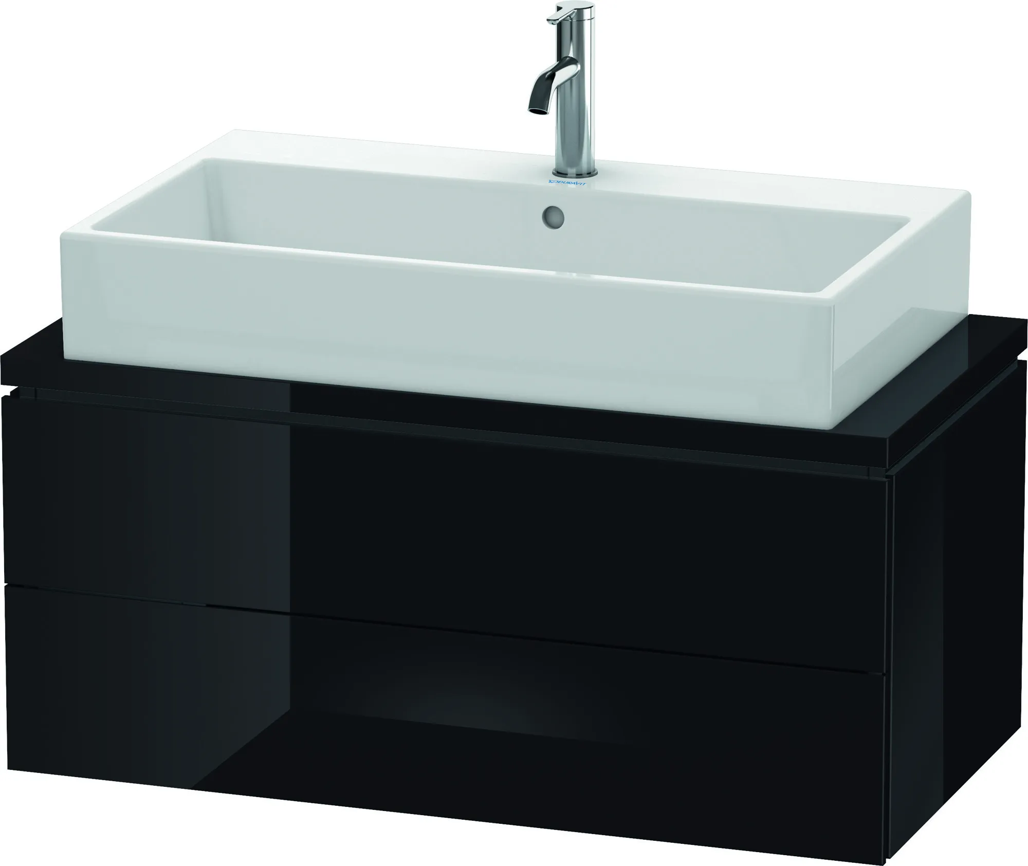 Duravit Waschtischunterschrank wandhängend „L-Cube“ 92 × 40 × 47,7 cm Schwarz Hochglanz