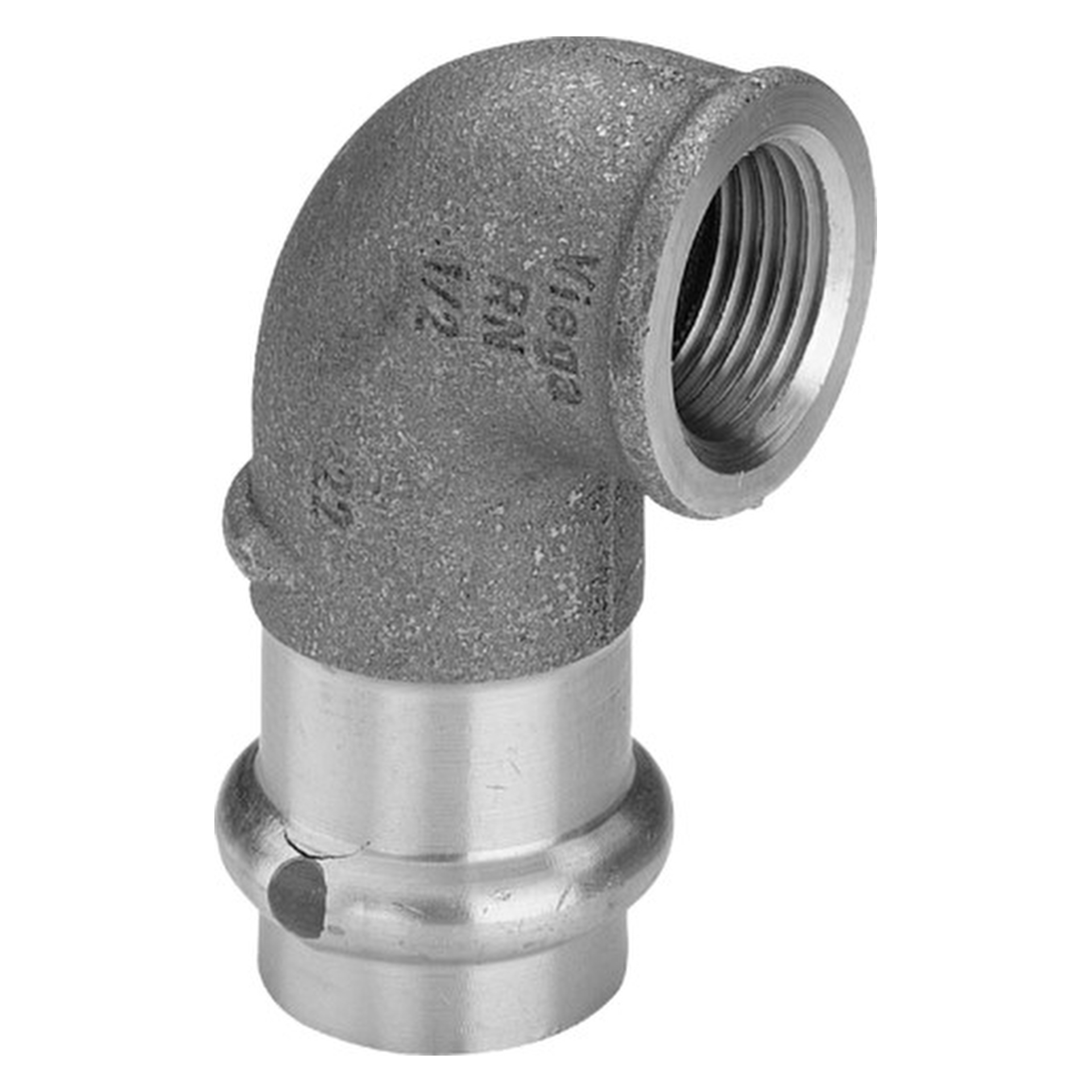 „Sanpress“ 90°-Übergangswinkel mit Innengewinde 42 mm × 1 1/2″ „Sanpress“ 90°-Übergangswinkel mit Innengewinde 42 mm × 1 1/2″