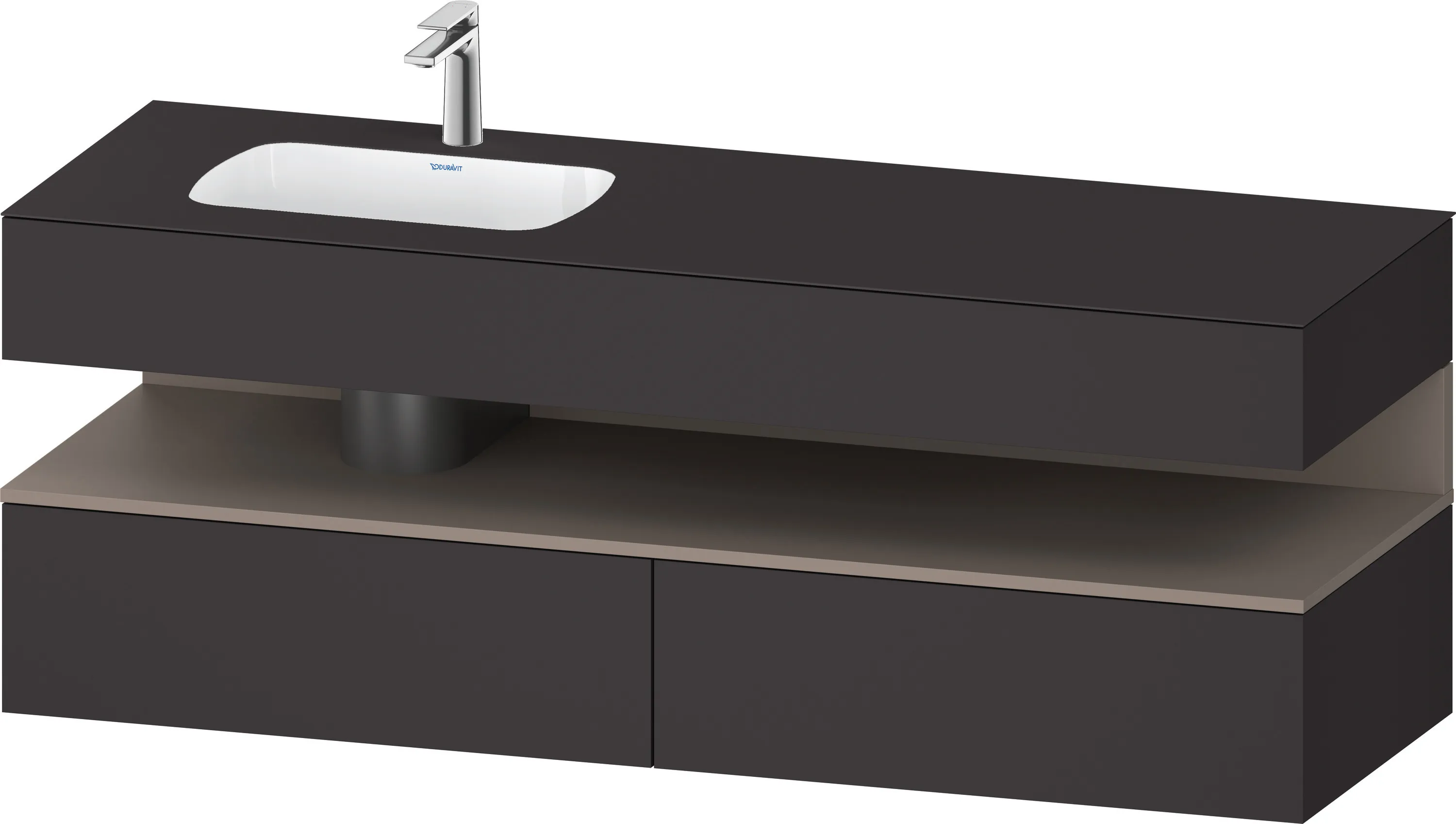 Einbauwaschtisch mit Konsolenwaschtischunterbau „Qatego“ 160 × 50 × 60 cm, ohne Beleuchtung