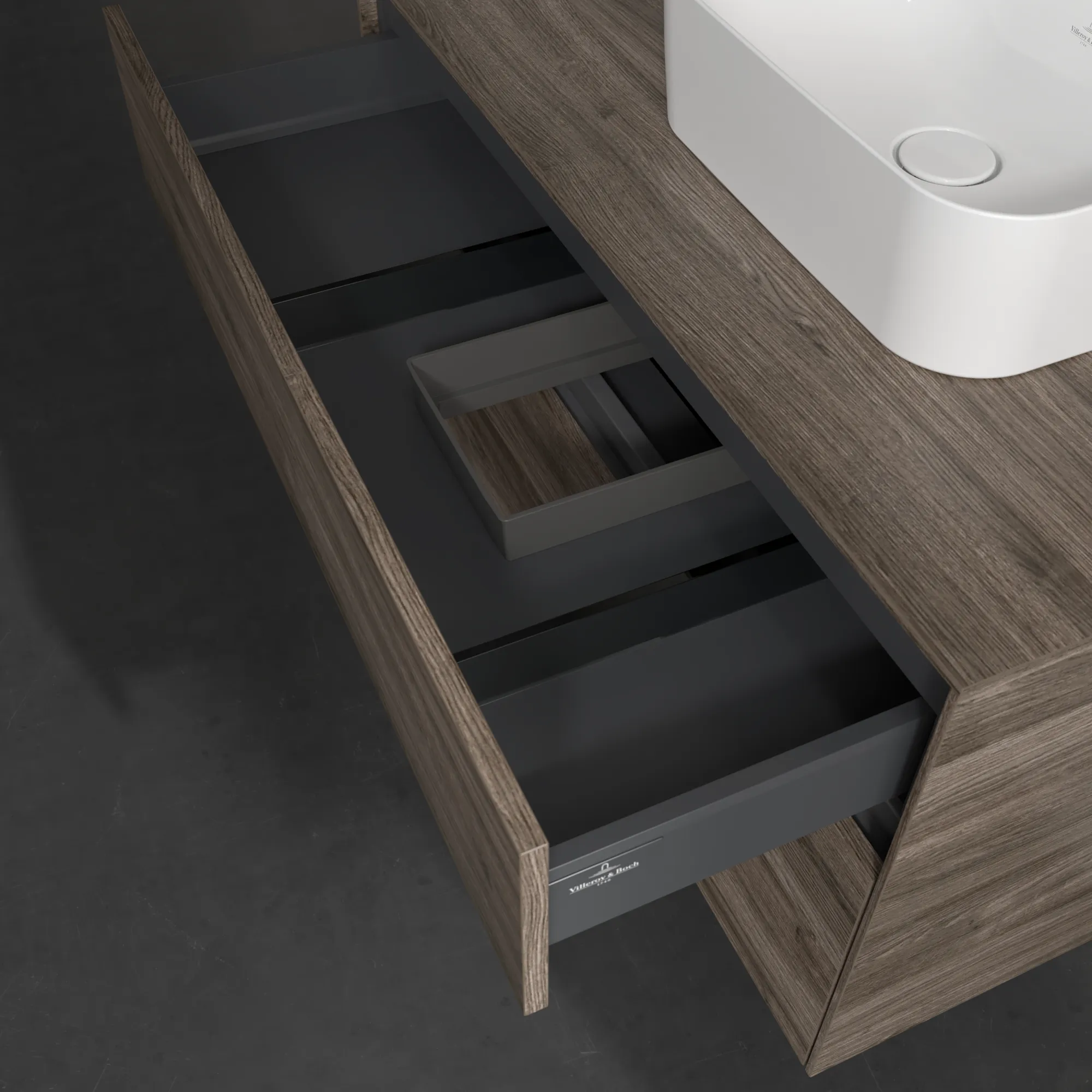 Villeroy & Boch Waschtischunterschrank „Collaro“ 1000 × 548 × 500 mm Stone Oak, ohne Beleuchtung, für Becken rechts