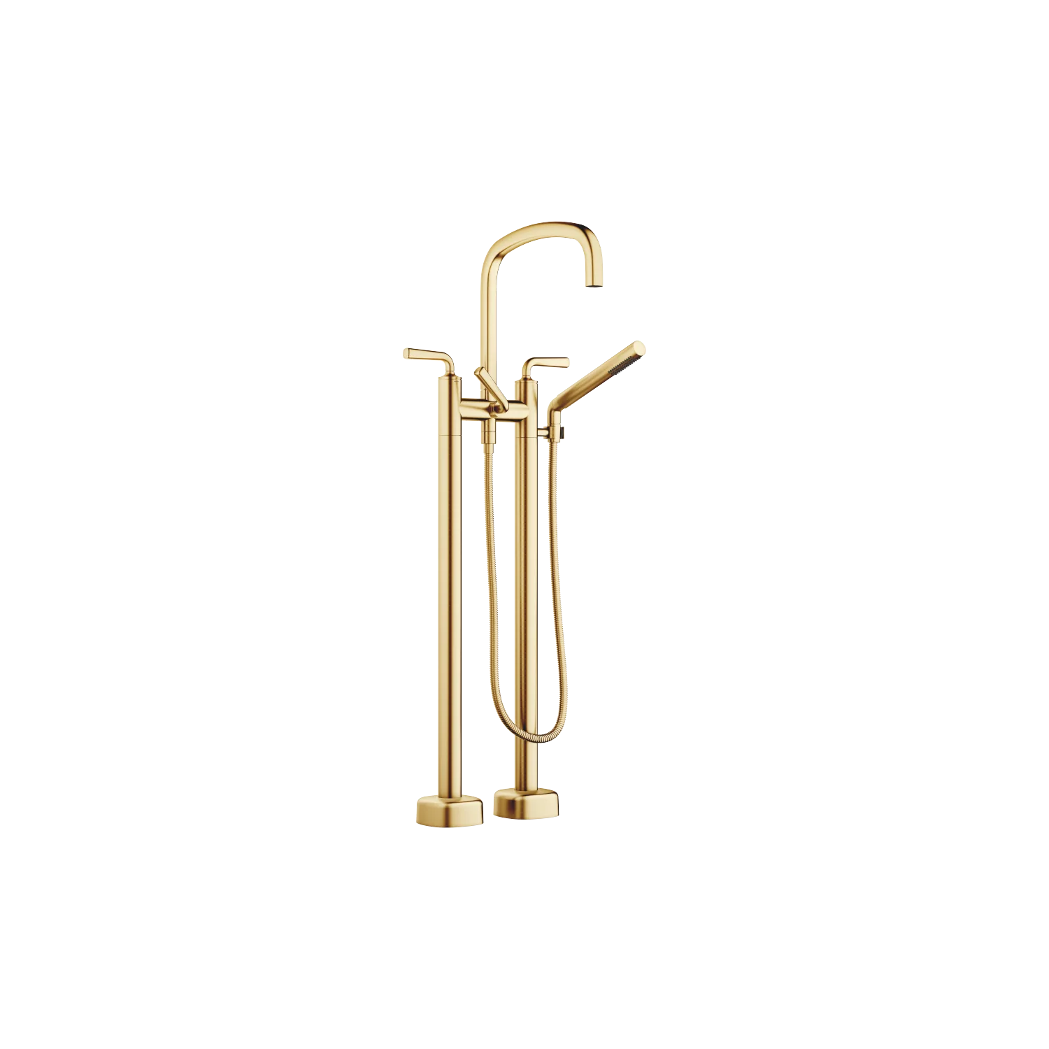 Dornbracht COYA Wannen-Zweilochbatterie für freistehende Montage, Messing gebürstet (23kt Gold), Ausladung 280 mm, Höhe gesamt 946 mm