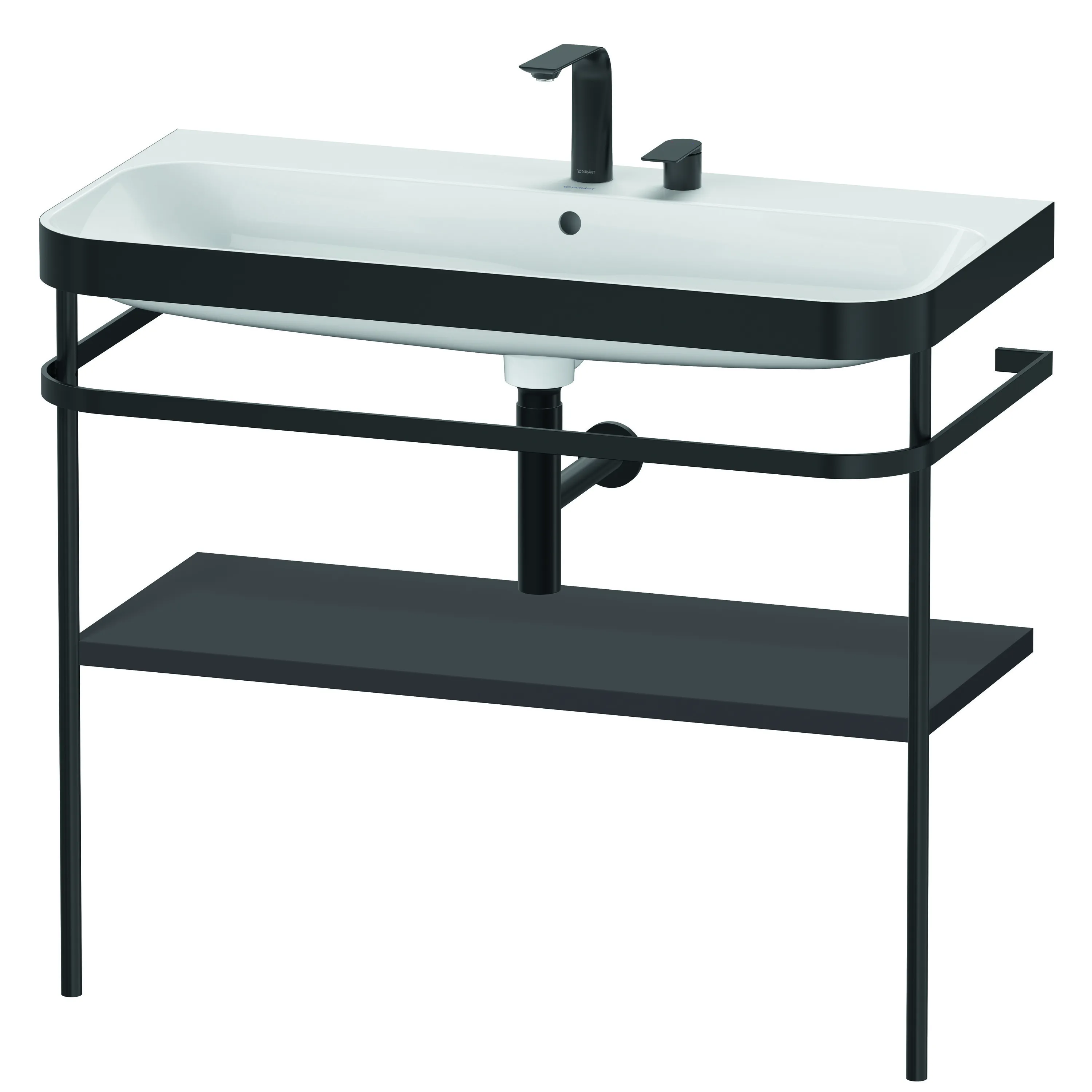 Duravit Waschtischunterschrank mit Metallkonsole „Happy D.2 Plus“ 97,5 × 85 × 49 cm in Graphit Supermatt