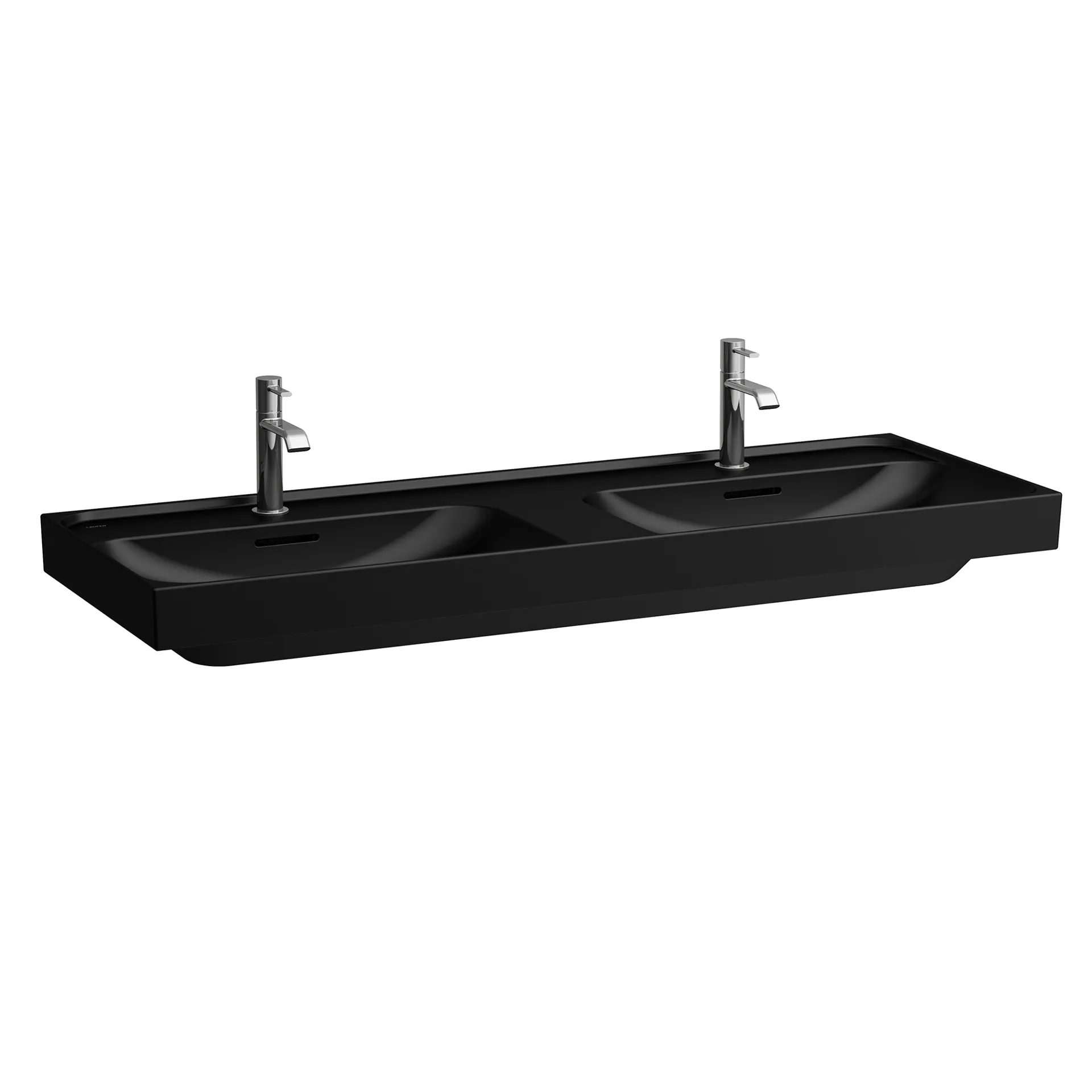 Doppelwaschtisch, MEDA, 460x1300x160, 1 Hahnloch je Becken mit Überlauf, weiß