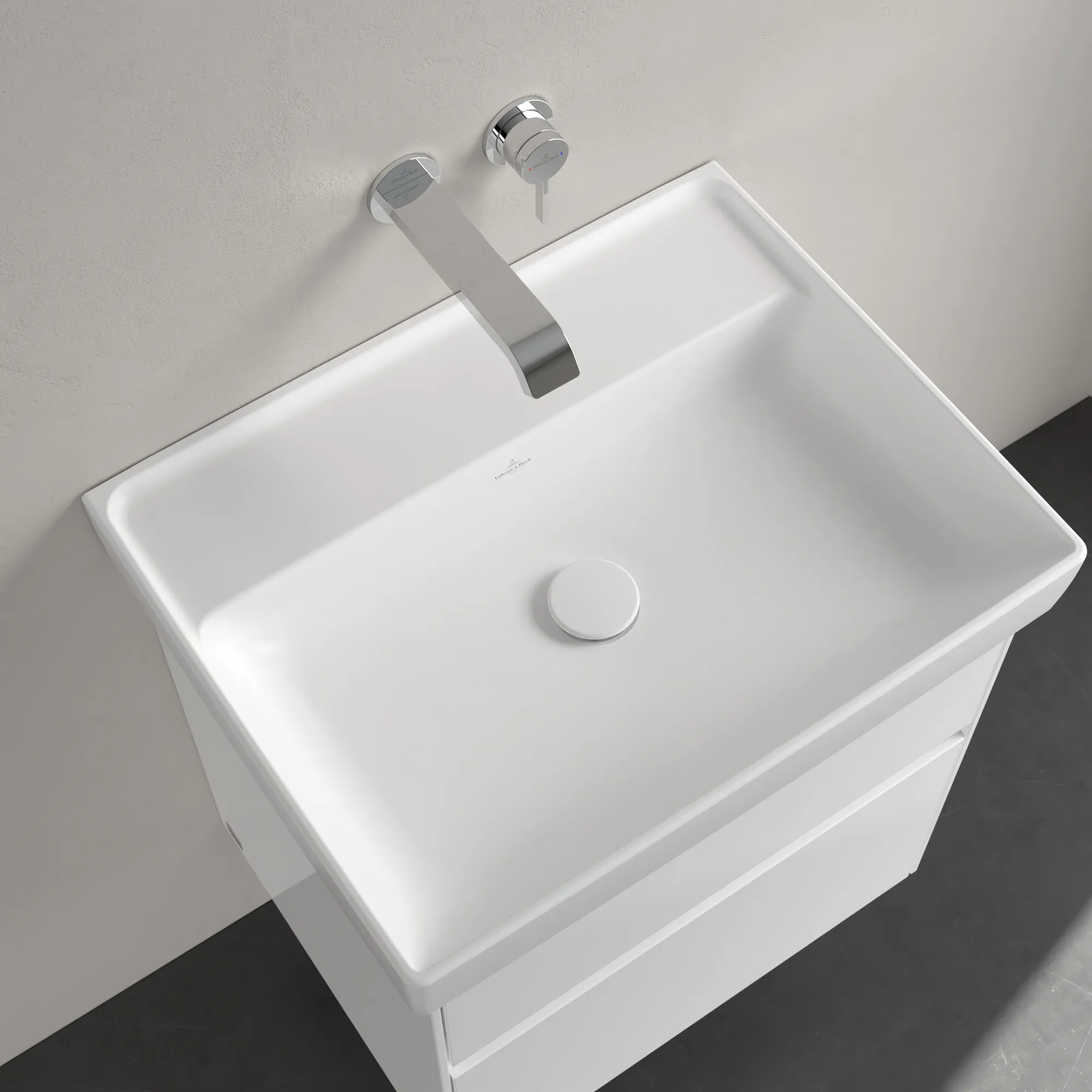Villeroy & Boch Collaro Waschbecken, 600x470x160mm, Stone White CeramicPlus, TitanCeram, Wandmontage