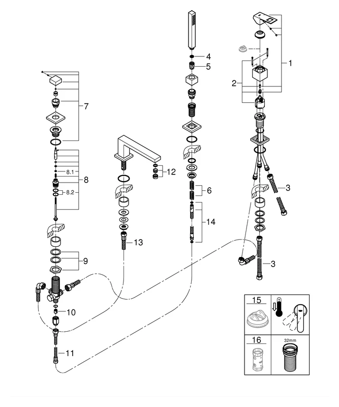 Grohe Eurocube 4-Loch-Einhand-Wannenkombination 19897_1 chrom Grohe Eurocube 4-Loch-Einhand-Wannenkombination 19897_1 chrom