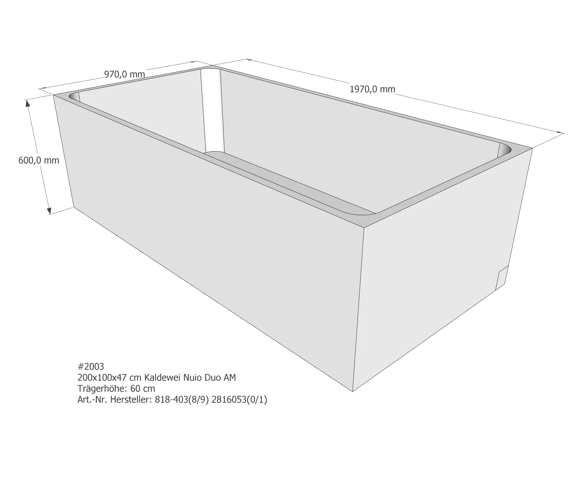 Badewannenträger passend für Kaldewei 200 × 100 × 47 cm Badewannenträger passend für Kaldewei 200 × 100 × 47 cm