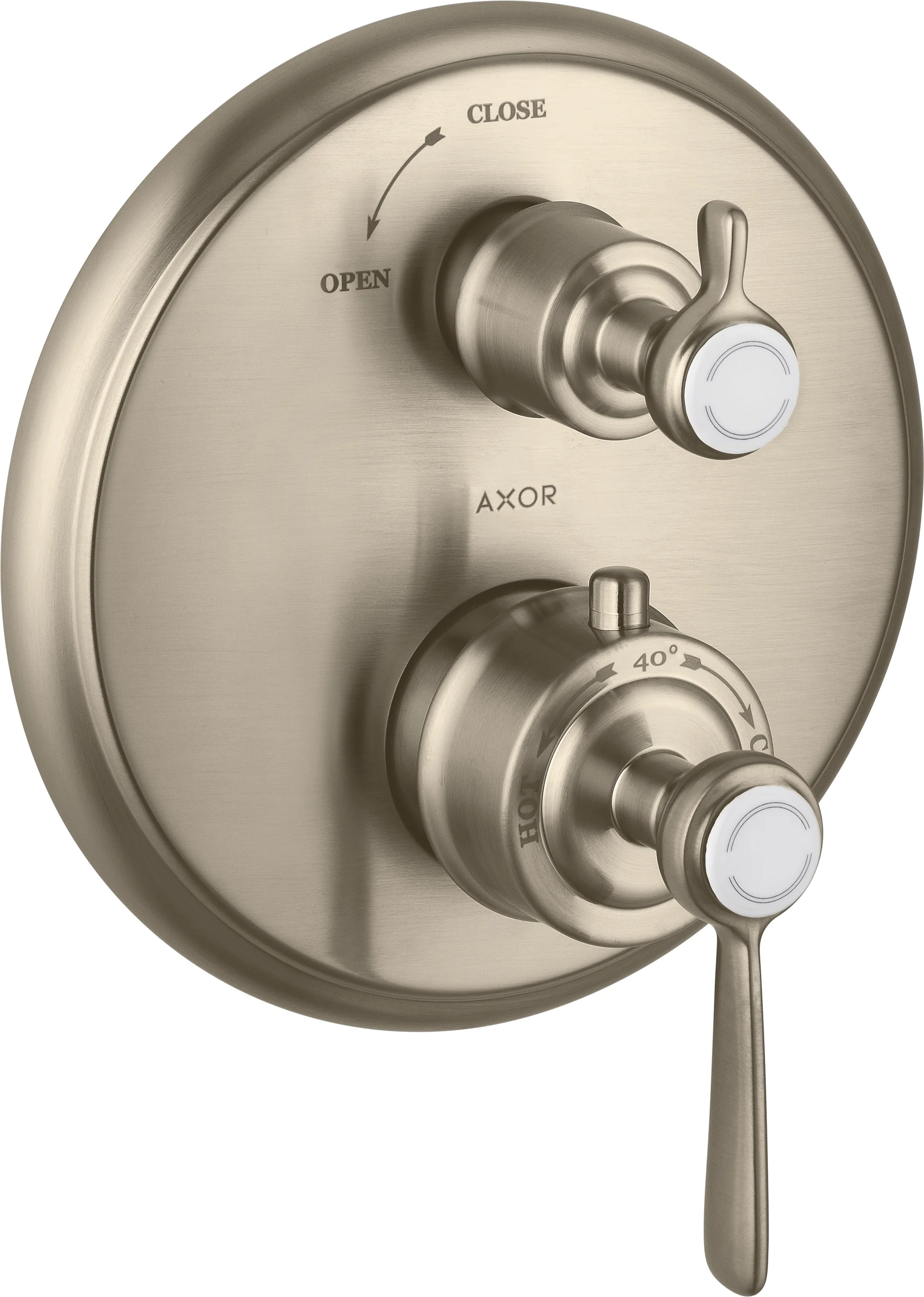 Hansgrohe AXOR Montreux Thermostat Unterputz mit Hebelgriff Brushed Nickel, 2 Verbraucher, max. Durchfluss 29 l/min, einstellbare Temperaturbegrenzung