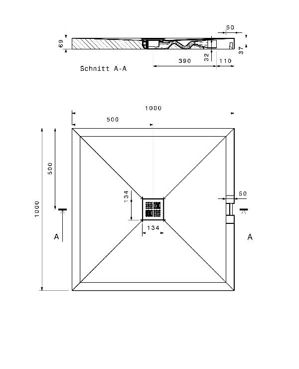 Duschelement 100 × 100 cm, /