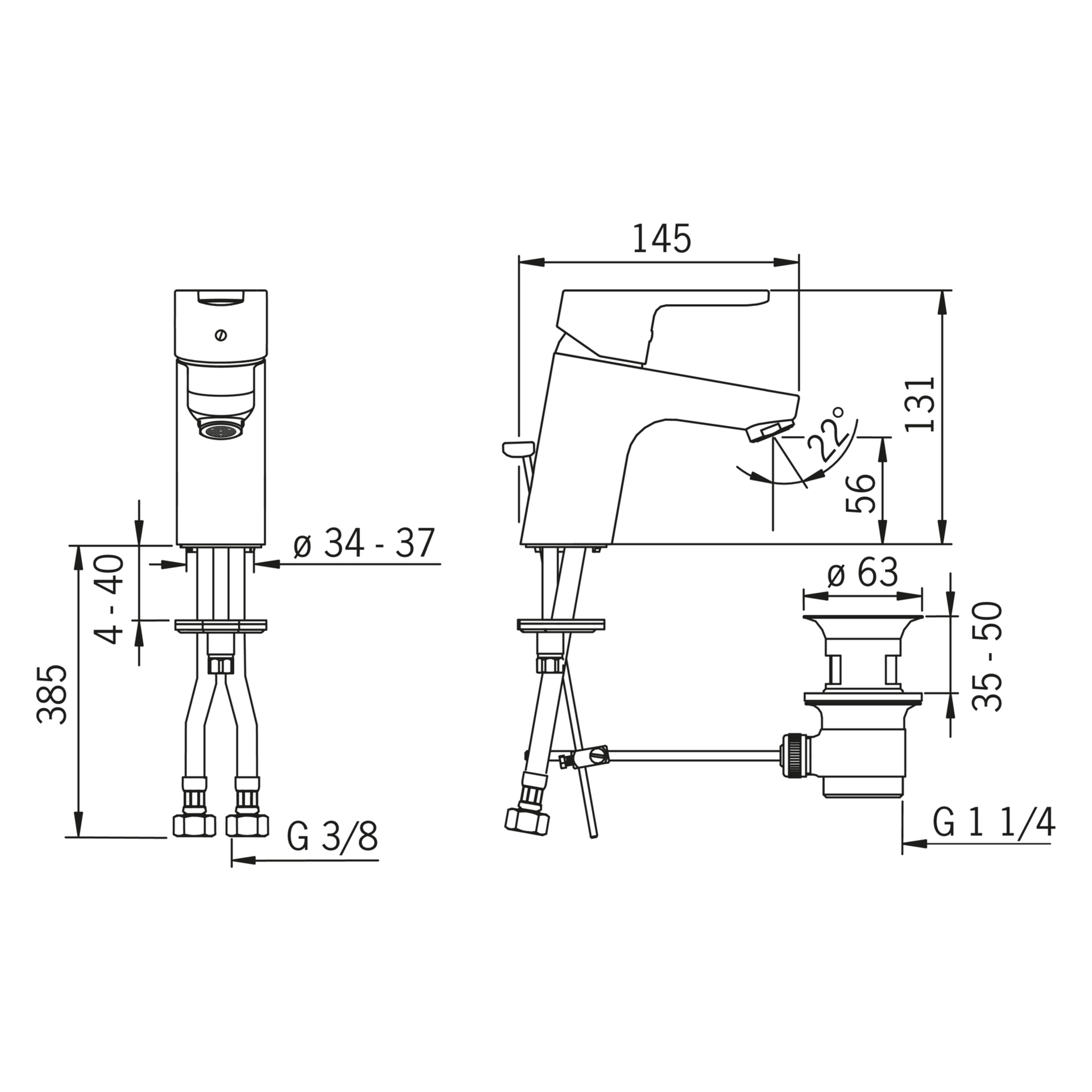 Einhand-Waschtischarmatur „Primo“ Ausladung 107 mm in Chrom Einhand-Waschtischarmatur „Primo“ Ausladung 107 mm in Chrom