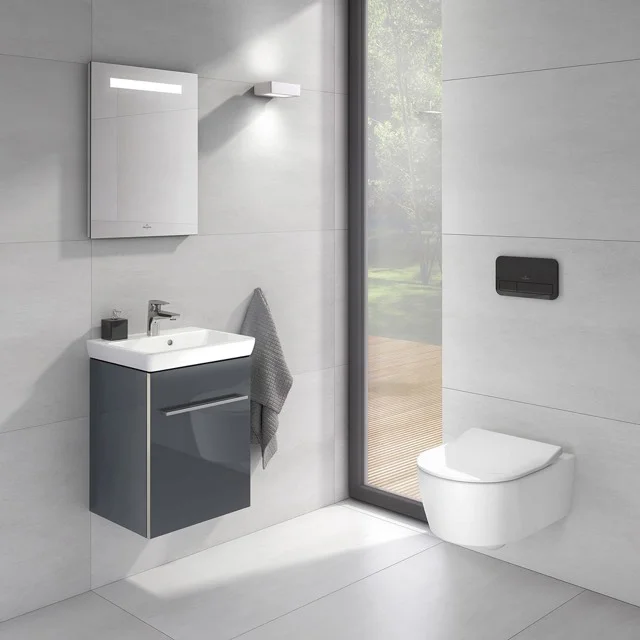 Wand-Tiefspül-WC Combi-Pack DirectFlush „Avento“ mit SlimSeat 37 × 31,5 cm in Weiß Alpin, ohne Spülrand