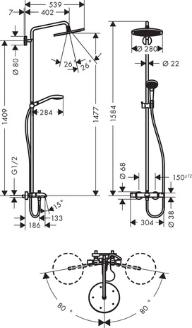 Showerpipe Croma Select S 280 Wanne chrom