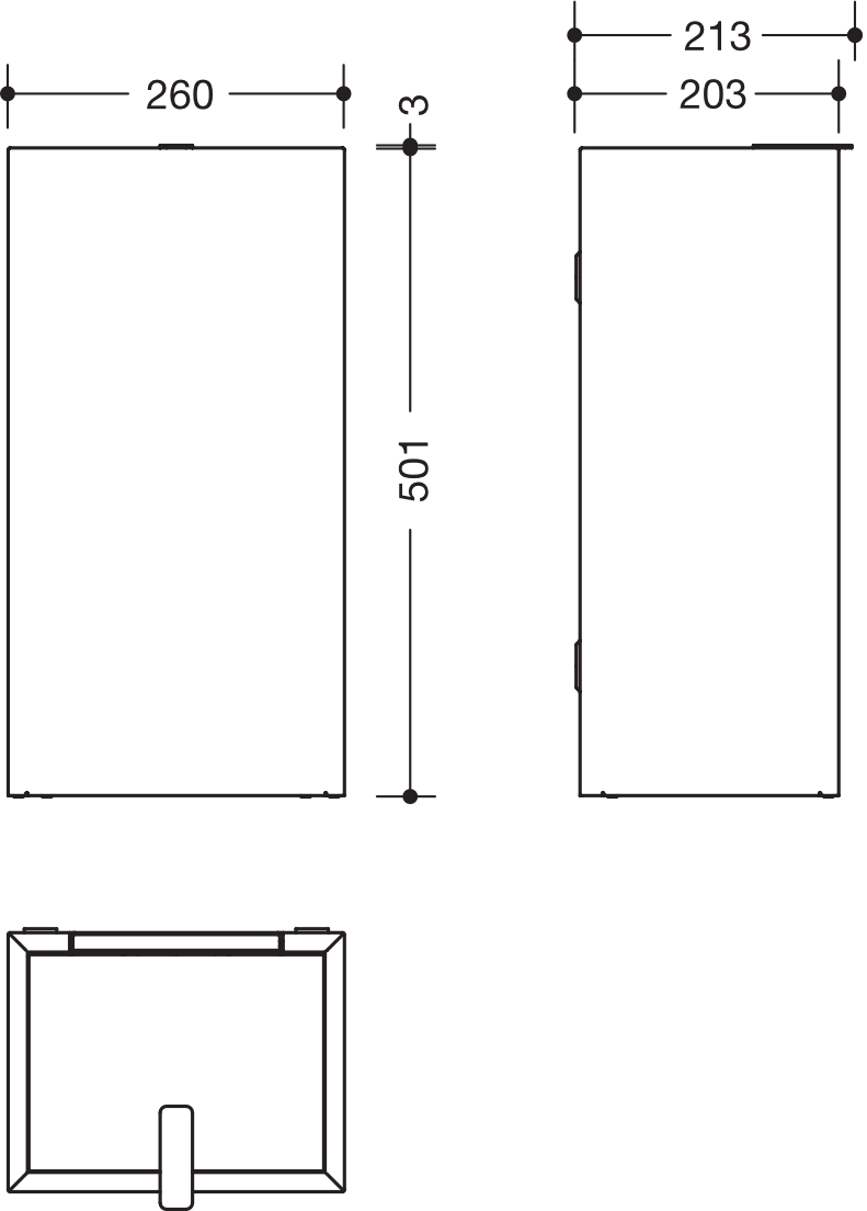 HEWI Papierabfallbehälter „System 900“ 26 × 50 × 20,3 cm in Schwarz tiefmatt