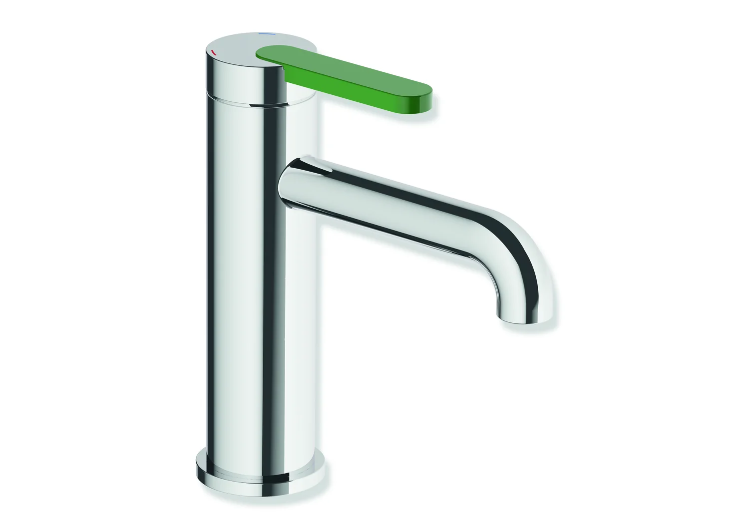 HEWI Einhebel-Waschtischmischer AQ477, chrom, farbiger Griff Maigrün, Höhe 172 mm, Ausladung 130 mm, Durchfluss 5 l/min, Keramikkartusche K-35OP, druckfest bis 35 bar HEWI Einhebel-Waschtischmischer AQ477, chrom, farbiger Griff Maigrün, Höhe 172 mm, Ausladung 130 mm, Durchfluss 5 l/min, Keramikkartusche K-35OP, druckfest bis 35 bar