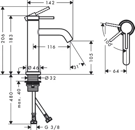 Tecturis S Einhebel-Waschtischmischer 110 CoolStart ohne Ablaufgarnitur Chrom Tecturis S Einhebel-Waschtischmischer 110 CoolStart ohne Ablaufgarnitur Chrom