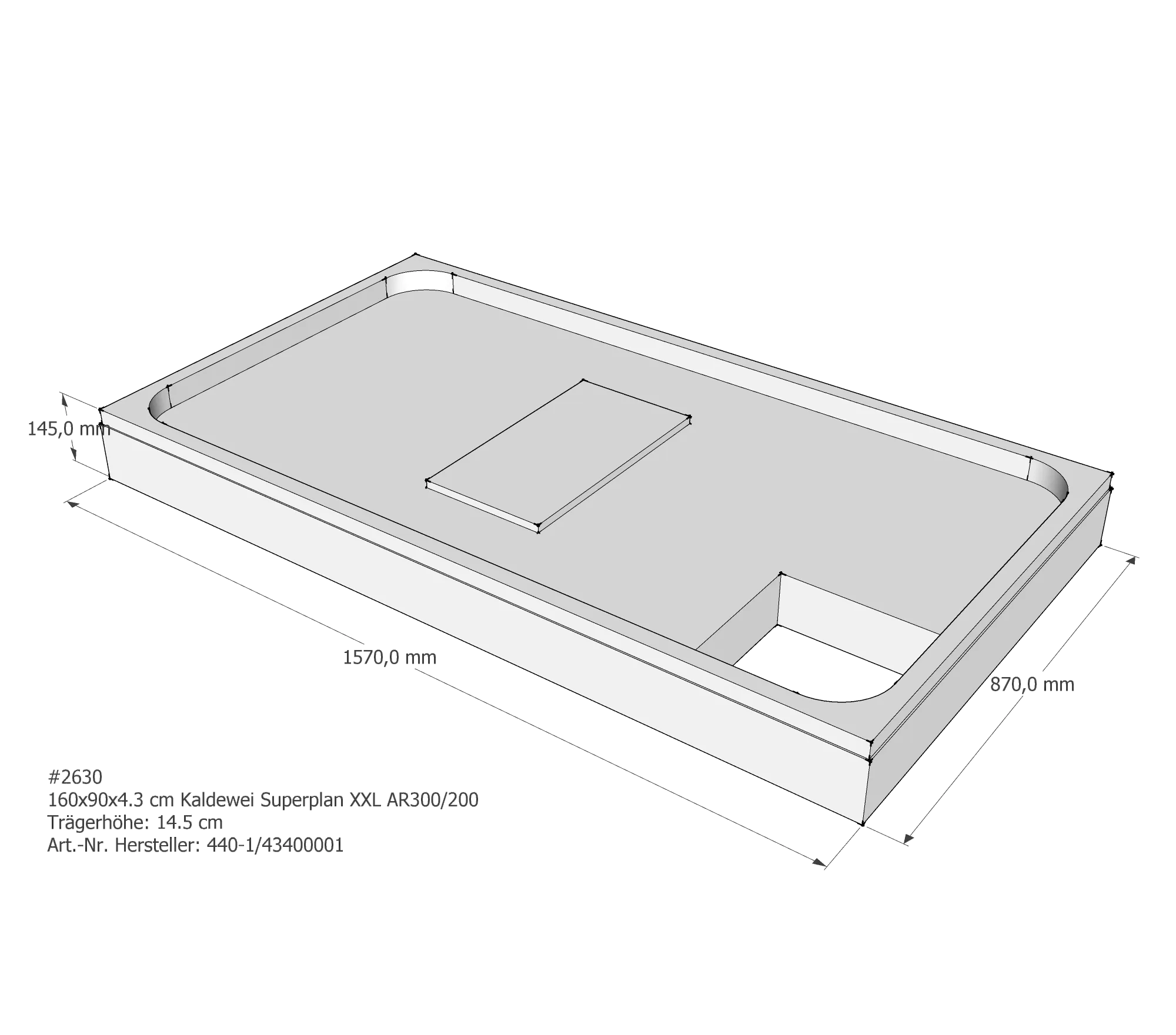 Duschwannenträger für Kaldewei Superplan XXL 160 × 90 × 4,3 cm Duschwannenträger für Kaldewei Superplan XXL 160 × 90 × 4,3 cm