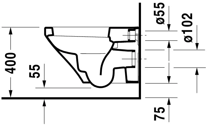 Wand-Tiefspül-WC „DuraStyle“ 37 × 34,5 × 54 cm, Befestigung verdeckt, mit Spülrand