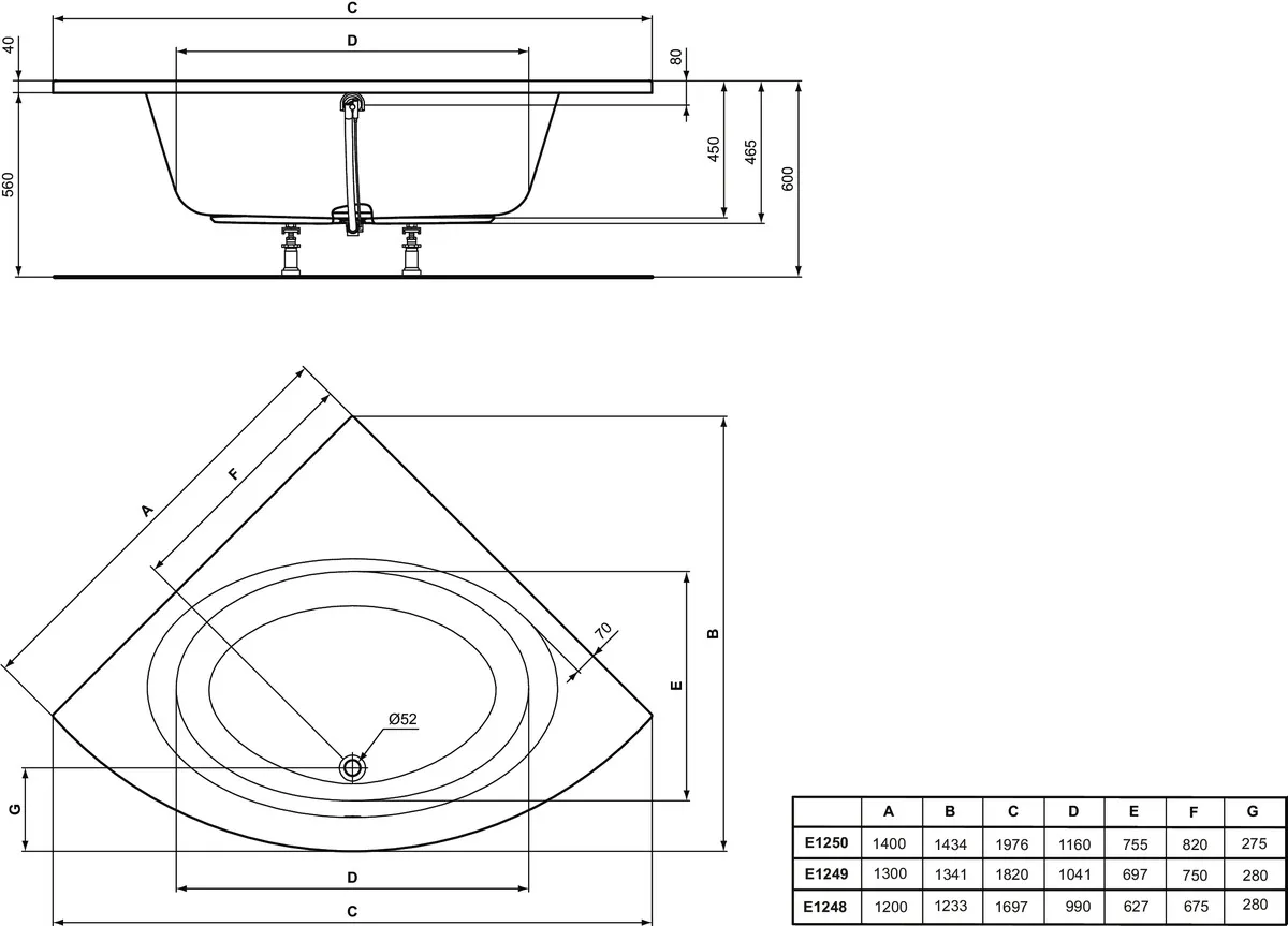 Ideal Standard Badewanne „ConnectAir“ 120 × 120 cm