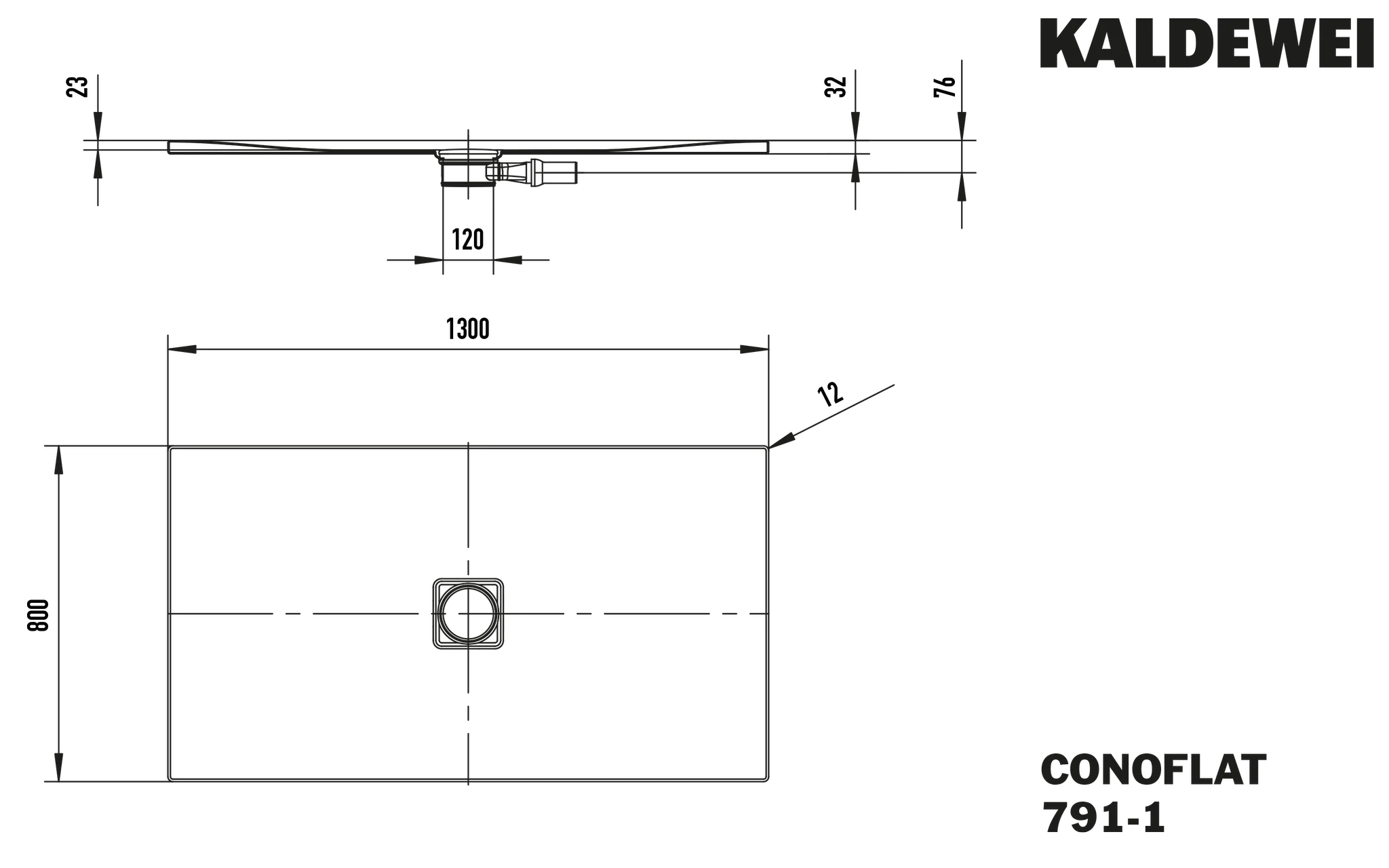 Kaldewei CONOFLAT Duschfläche, alpinweiß, 800 x 1300 mm, bodengleich, 23 mm tief, seitlicher mittiger Ablauf Kaldewei CONOFLAT Duschfläche, alpinweiß, 800 x 1300 mm, bodengleich, 23 mm tief, seitlicher mittiger Ablauf