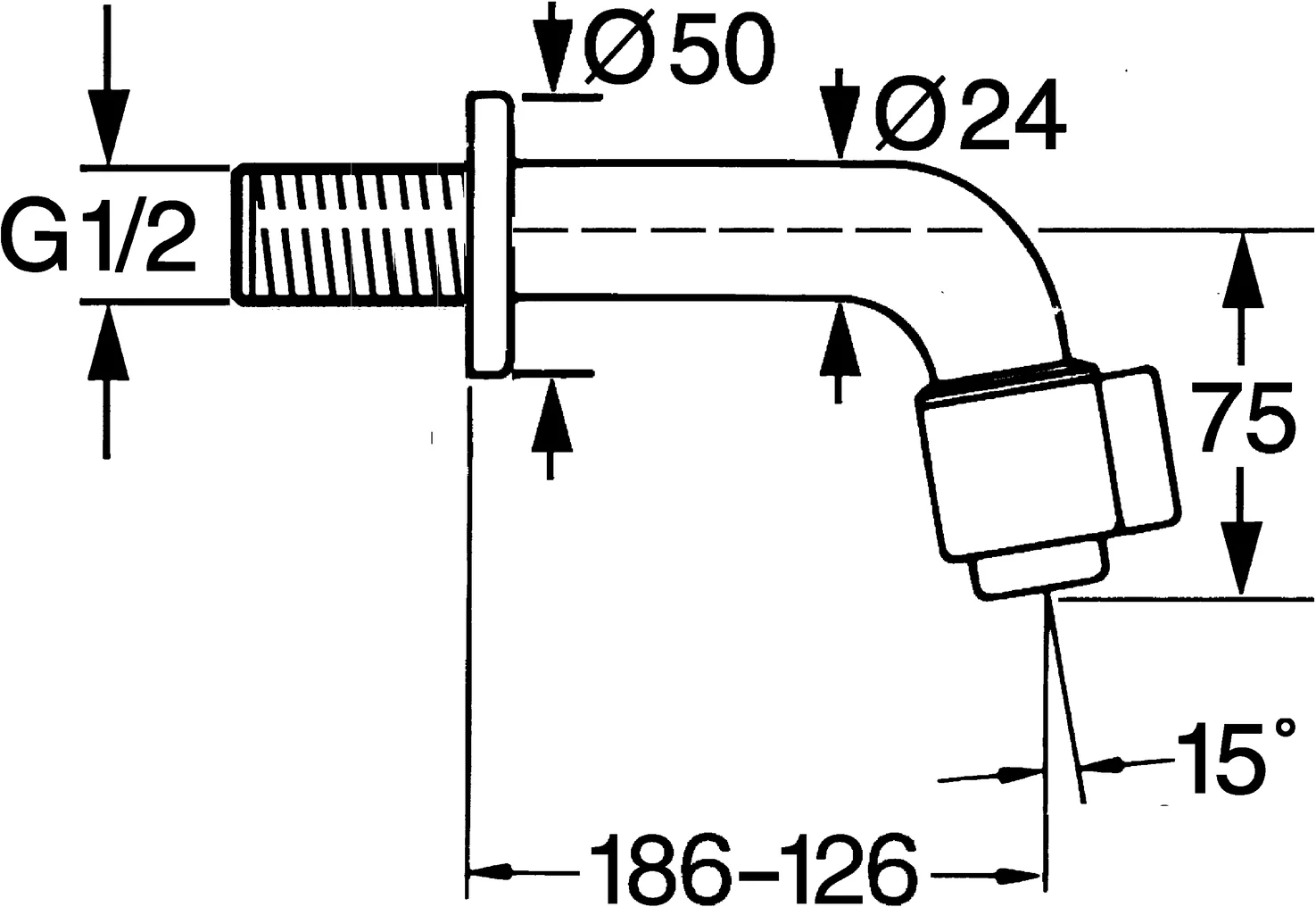 HansaNOVA Einhebelmischer Waschtischbatterie 0096, Ausladung 186 mm DN15, Chrom