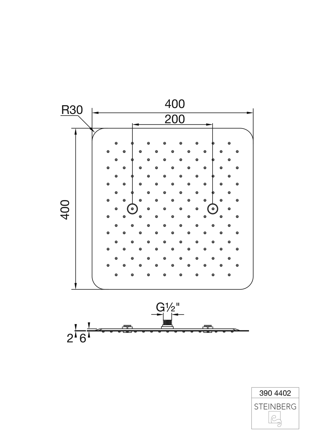 Serie 390 Relax Rain Regenpaneel für Deckenmontage 40 x 40 cm Edelstahl poliert Serie 390 Relax Rain Regenpaneel für Deckenmontage 40 x 40 cm Edelstahl poliert