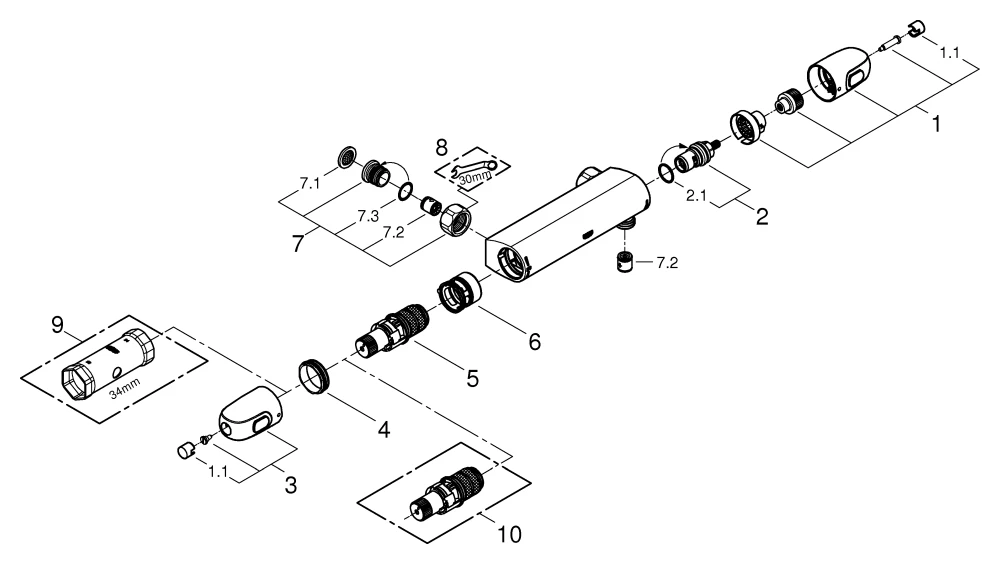 Grohe Grohtherm 1000 Thermostat-Brausebatterie 34817_3 Wandmontage chrom Grohe Grohtherm 1000 Thermostat-Brausebatterie 34817_3 Wandmontage chrom