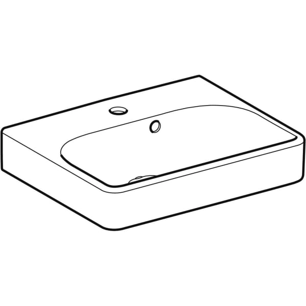 Wandwaschtisch „Smyle Square“, Hahnlochposition mittig, rechteckig, mit Überlauf 45 × 36 cm 