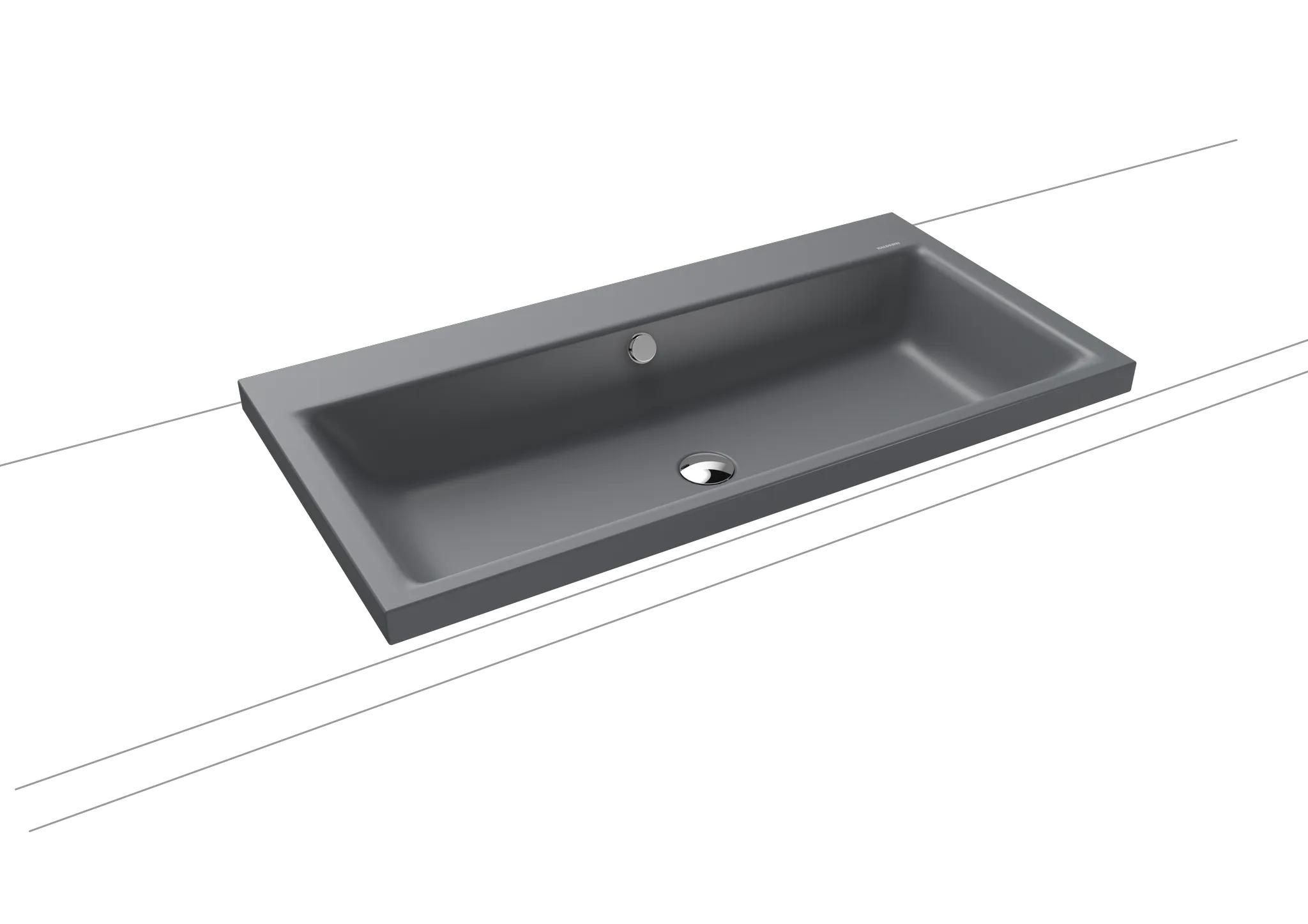 Aufsatzwaschtisch „Puro“ 90 × 46 cm, mit Überlauf, ohne Hahnlochbohrung in cool grey 70 mit Perl-Effekt