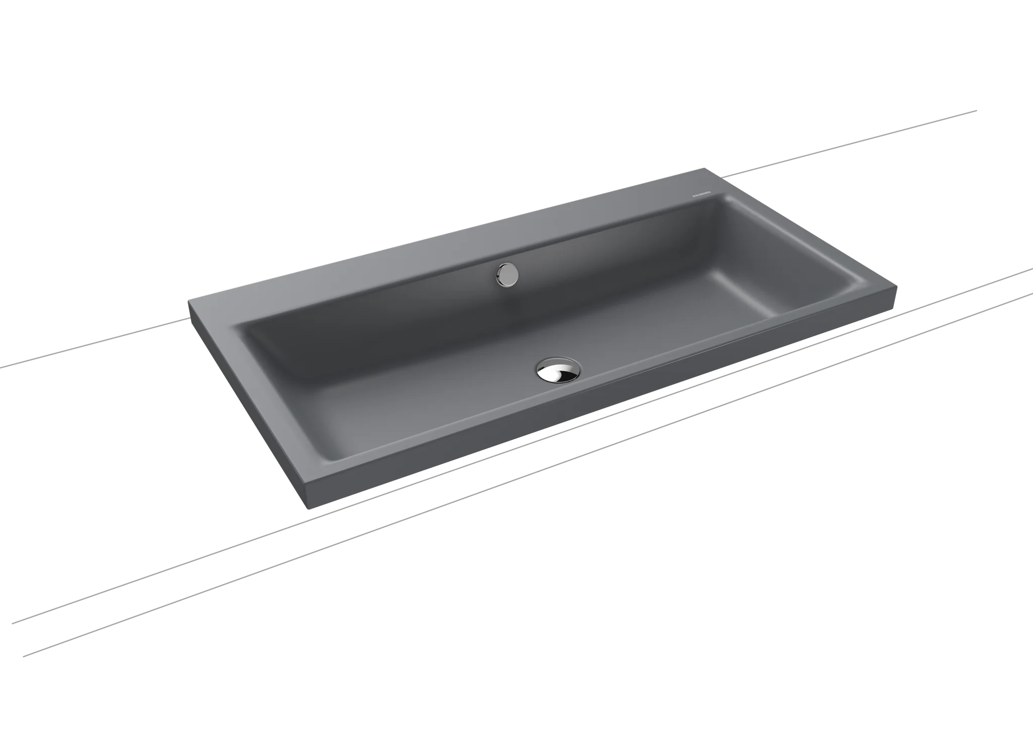 Aufsatzwaschtisch „Puro“ 90 × 46 cm, mit Überlauf, ohne Hahnlochbohrung in cool grey 70 mit Perl-Effekt