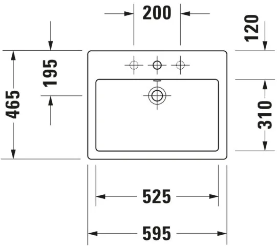 Aufsatzwaschtisch „Vero“, mit Überlauf, Hahnlochposition mittig Aufsatzwaschtisch „Vero“, mit Überlauf, Hahnlochposition mittig