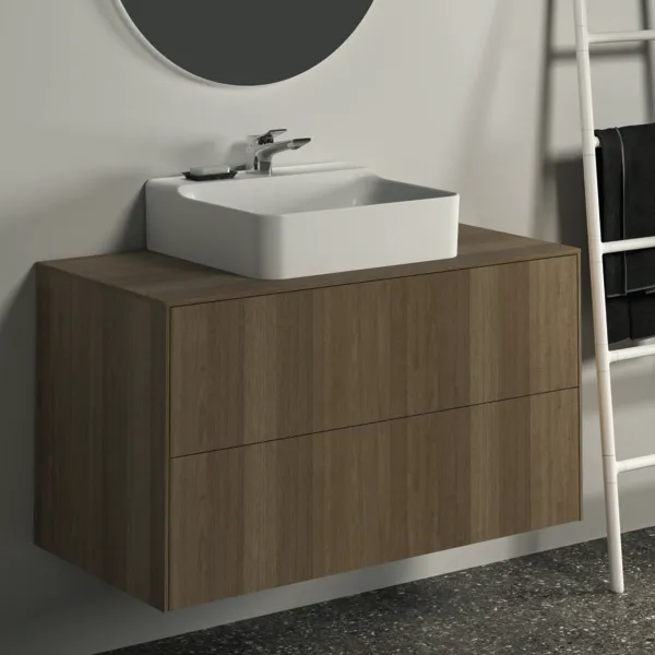 Ideal Standard Waschtischunterschrank „Conca“ 100,2 × 55 × 50,5 cm Walnuss dunkel Furnier Ideal Standard Waschtischunterschrank „Conca“ 100,2 × 55 × 50,5 cm Walnuss dunkel Furnier