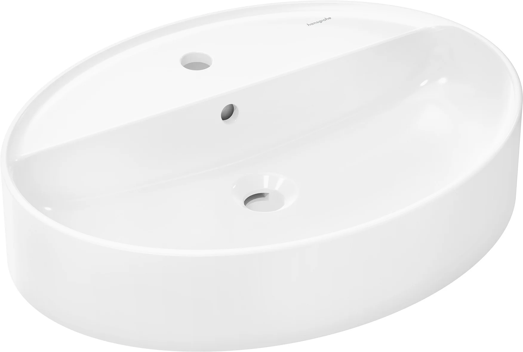 Hansgrohe Aufsatzwaschtisch Xuniva D, weiß, 600x450 mm, glänzend, mit Hahnloch und Überlauf