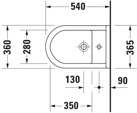 Duravit Wand-Bidet „Starck 3“, Befestigung sichtbar 35,5 × 54 × 32 cm Duravit Wand-Bidet „Starck 3“, Befestigung sichtbar 35,5 × 54 × 32 cm