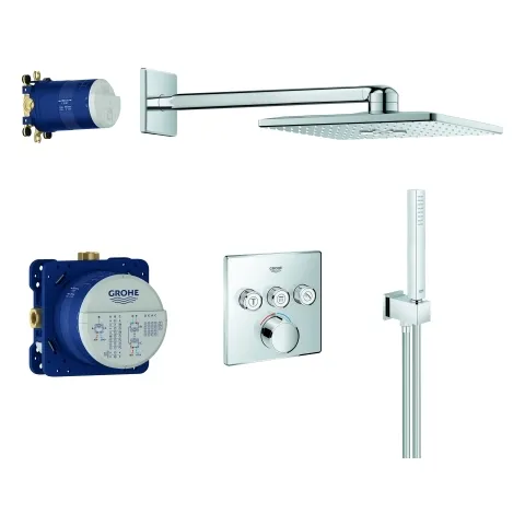 Duschsystem Unterputz SmartControl 34712, mit Unterputzmischer mit 3 Absperrventilen, eckige Form, Rainshower SmartActive 310 Cube Kopfbrauseset, chrom Duschsystem Unterputz SmartControl 34712, mit Unterputzmischer mit 3 Absperrventilen, eckige Form, Rainshower SmartActive 310 Cube Kopfbrauseset, chrom